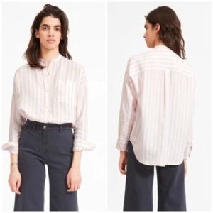 Everlane Pink and White Stripe Linen Shirt